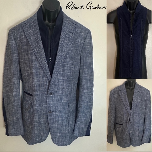 Robert Graham Blazer w Detachable Sweater Dickie 46R Gently worn 47% wool